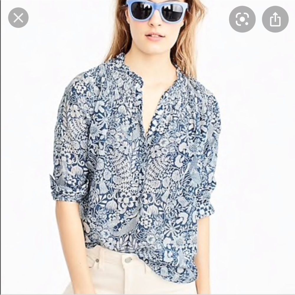 ISO: J.Crew Floral Mermaids Popover Top